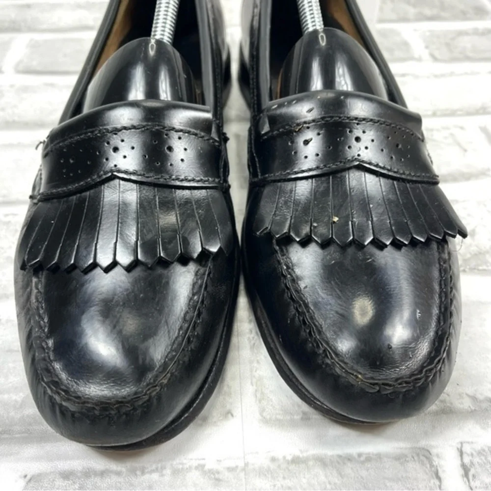 Hanover Hand Sewn Men’s Size 9.5 Black Leather Kiltie Loafers